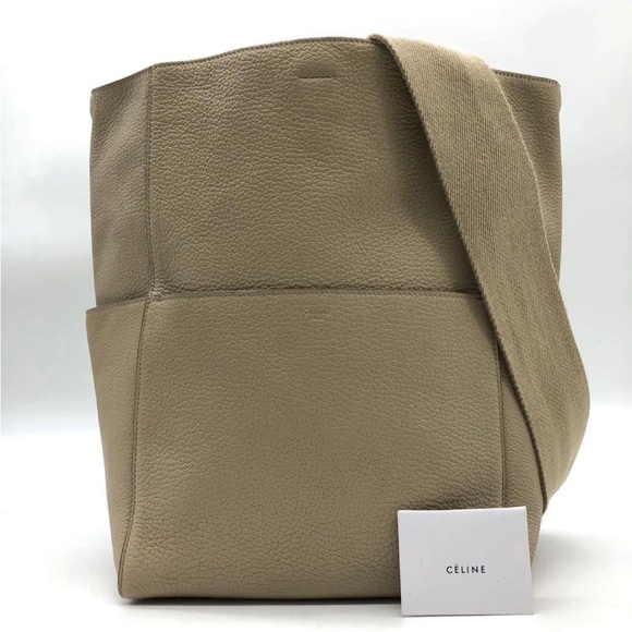 Celine Handbags - Celine Beige Leather Shoulder Bag